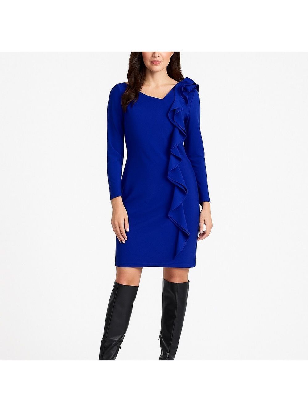 Joseph Ribkoff Royal Blue Shoulder sculpted Detail Dress Long Sleeve Size 10